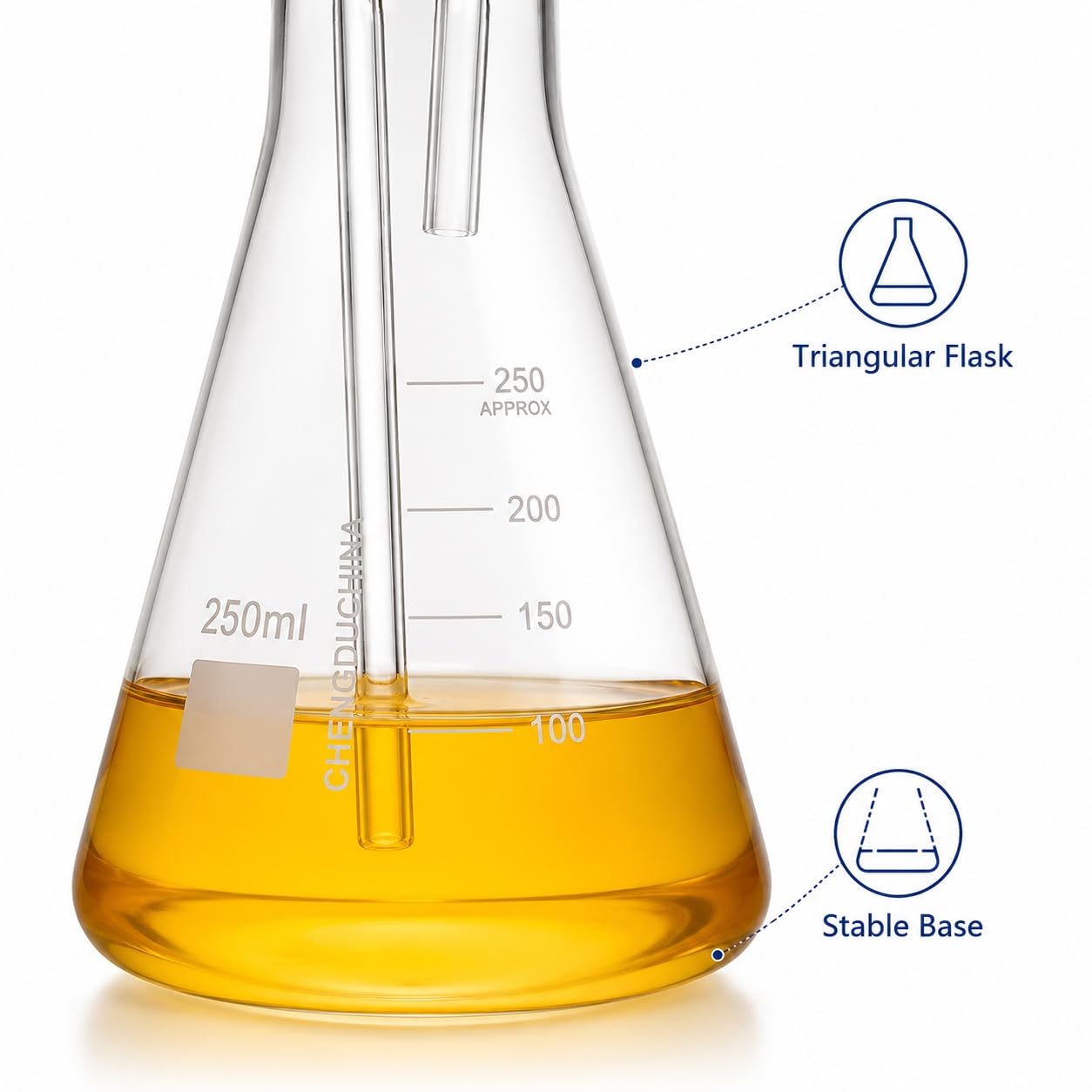 Matraz Cónico Graduado Frasco Lavador Gas Vidrio Borosilicato Químico-5000ml
