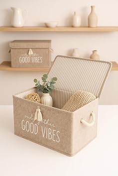Market Door Felt Multi-Purpose Lid Organizer Box 35 x 24 x 24 Cm (Mini, Beige)