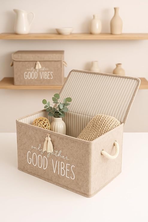 Market Door Felt Multi-Purpose Lid Organizer Box 35 x 24 x 24 Cm (Mini, Beige)