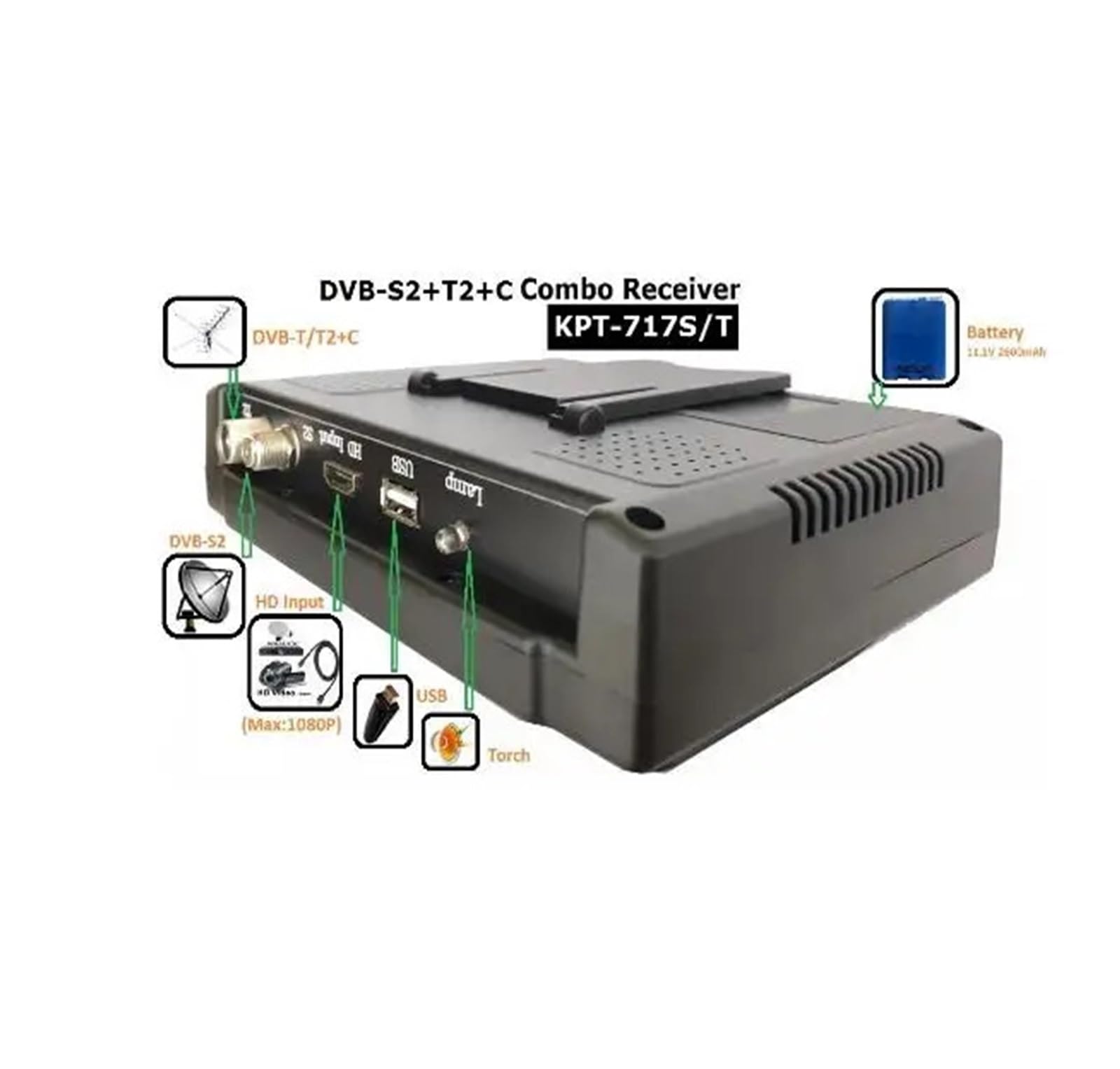 Buscador de señal satelital, KPT-717S/T DVB-S2 DVB-T/T2 DVB-C Combo Buscador De Satélite Digital H.265 Vs Kpt716ts V8 2 ST-5150, Dispositivo Portátil