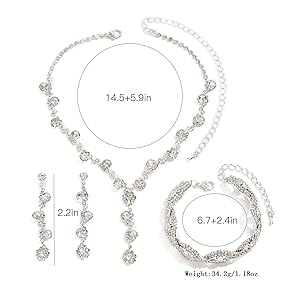 Amazon.com: HUASAI Silver Wedding Jewelry Sets for Brides