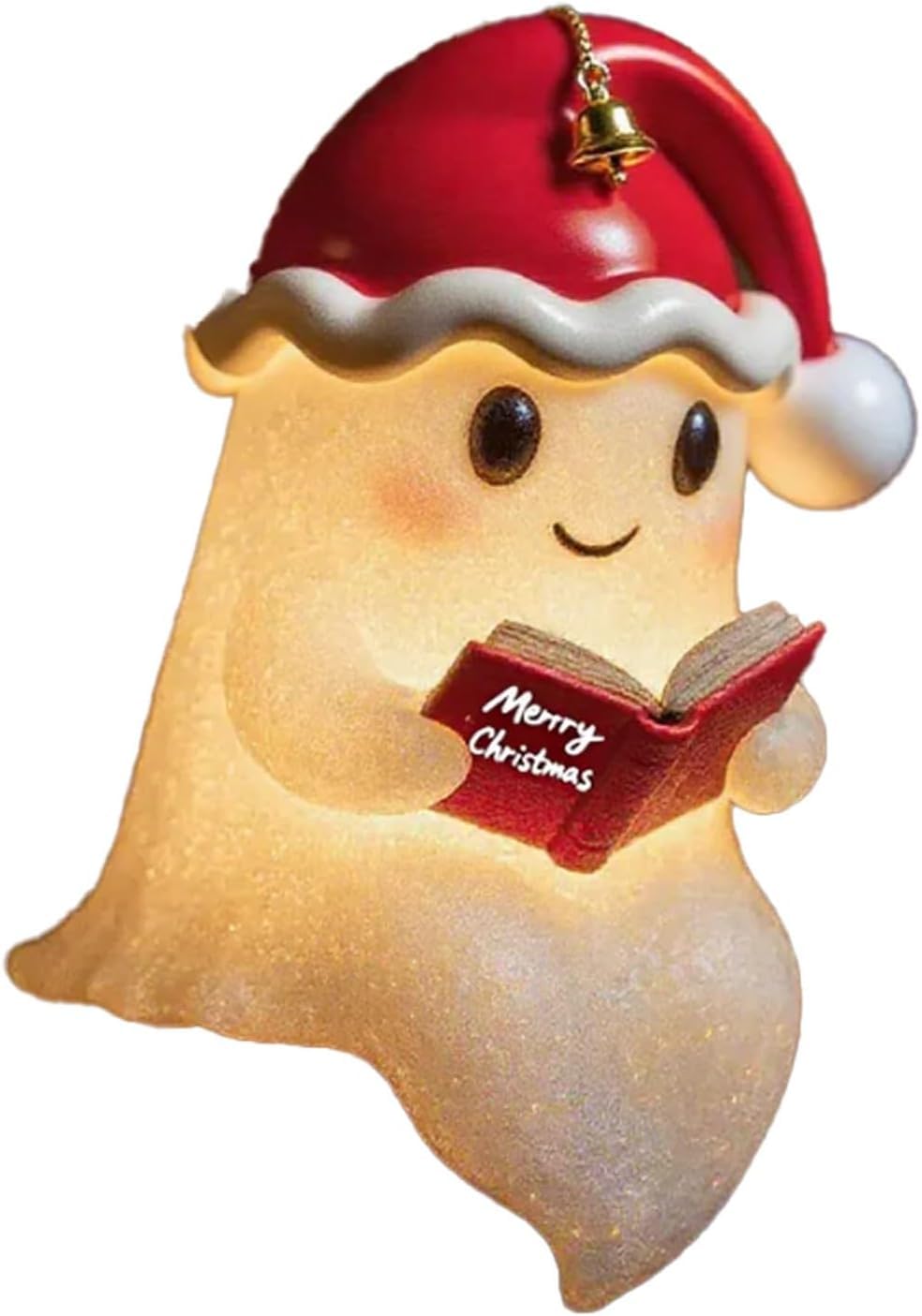 Umikk Ghost Reading Book Lamp, Ghost Reading Book Lamp, LED Ghost Reading Book Lamp, 3D LED Halloween Desk Decorative Lamp for Bedroom, Halloween Decoration for Readers (Christmas Hat)