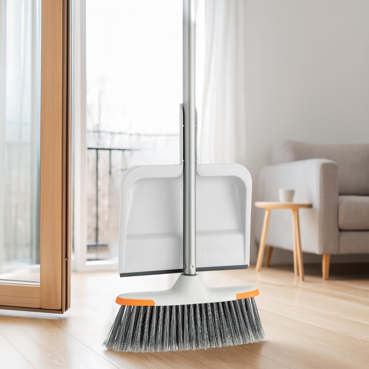 Superio Clip-On Dustpan with Rubber Lip - 10-inch Wide Durable Plastic Dust Pan with Comfort Grip Handle, White, 3-Pack