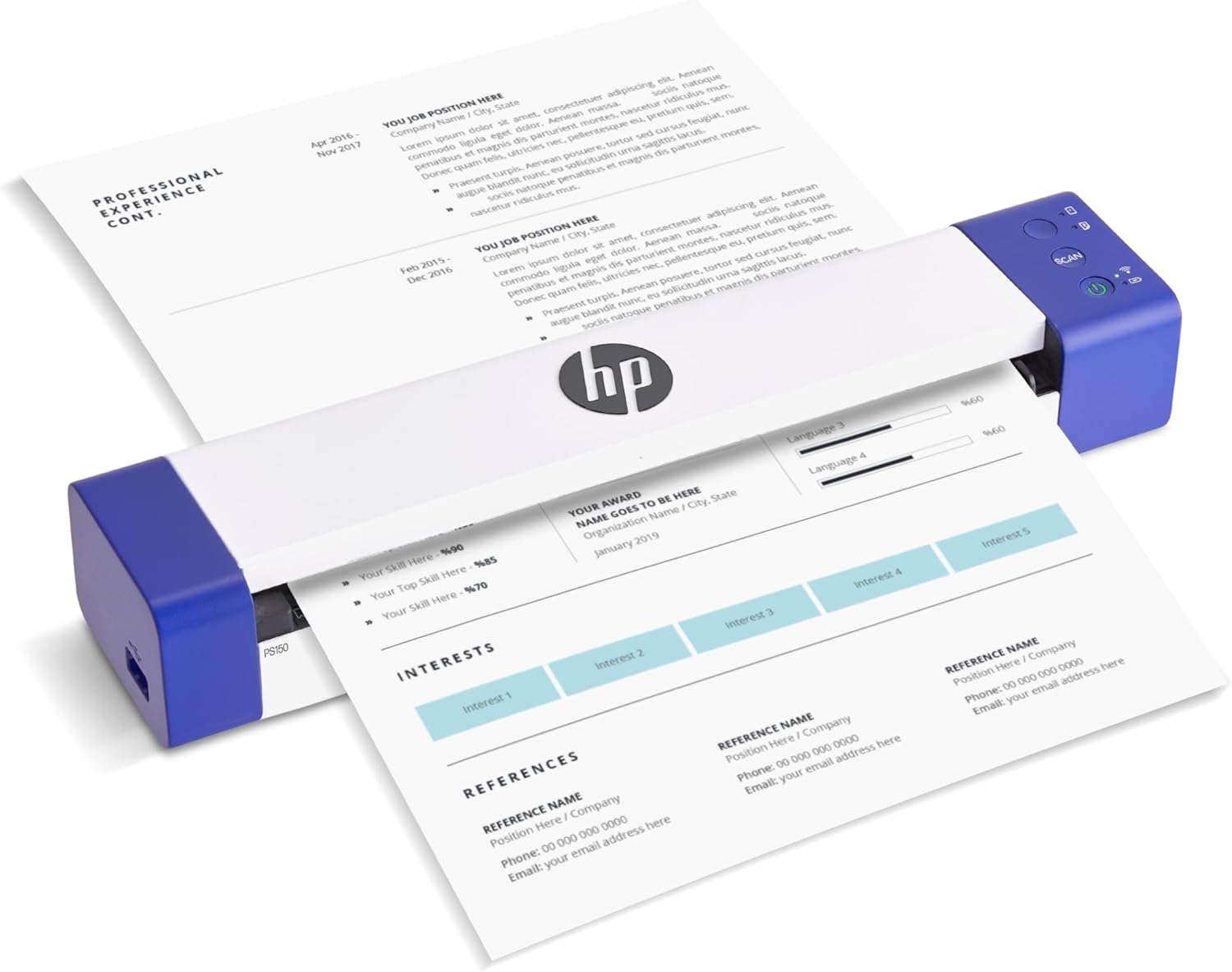 HP PS150 Portable Document Scanner | Compact, Portable, Wireless Digital Scanner with Duplex Mode for Home & Office | Rechargeable, USB & Wi-Fi, Compatible with Mac & Windows PC and Laptop