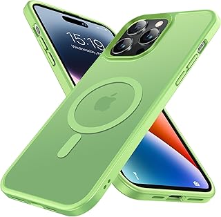 Mgnaooi Magnetic Case for iPhone 15 Pro Max Case [MIL-Grade Drop Tested & Compatible with MagSafe] Translucent Matte Back, Anti-Scratch Shockproof Phone Case for 15 Pro Max 6.7 Inch, LightGreen