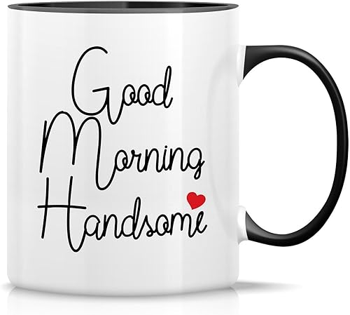 Retreez Taza divertida  Good Morning Handsome - Tazas de café de cerámica de 11 onzas  Divertido, sarcasmo, sarcástico, motivacional, inspirador