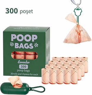 Lavantalı Köpek Dışkı Poşeti – 300 Adet / 20 Rulo, Ekstra Kalın & Dayanıklı, Sızdırmaz, Çevre Dostu (Turuncu)