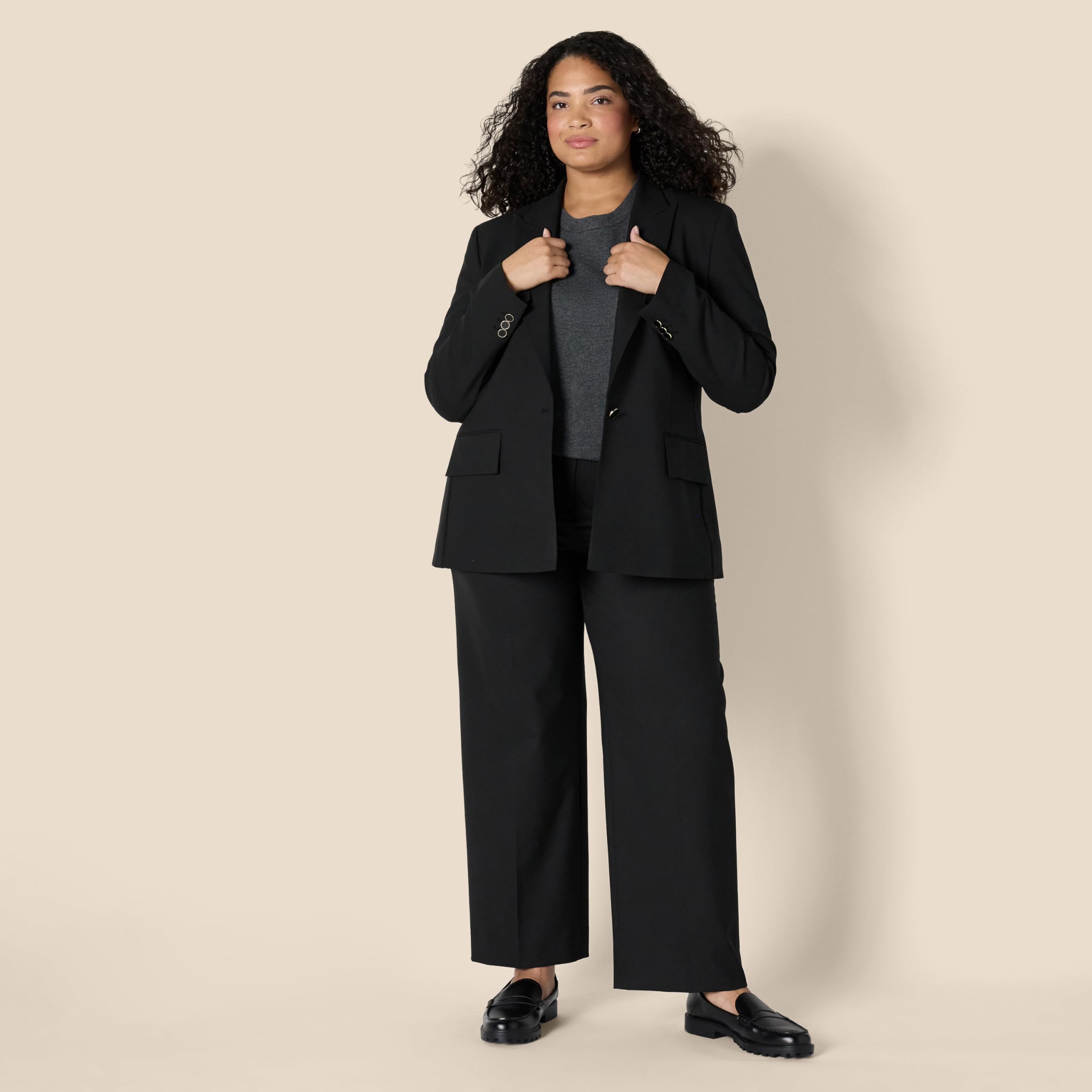 Amazon Essentials Damen Einreihiger Gewebter Blazer, Normale Passform