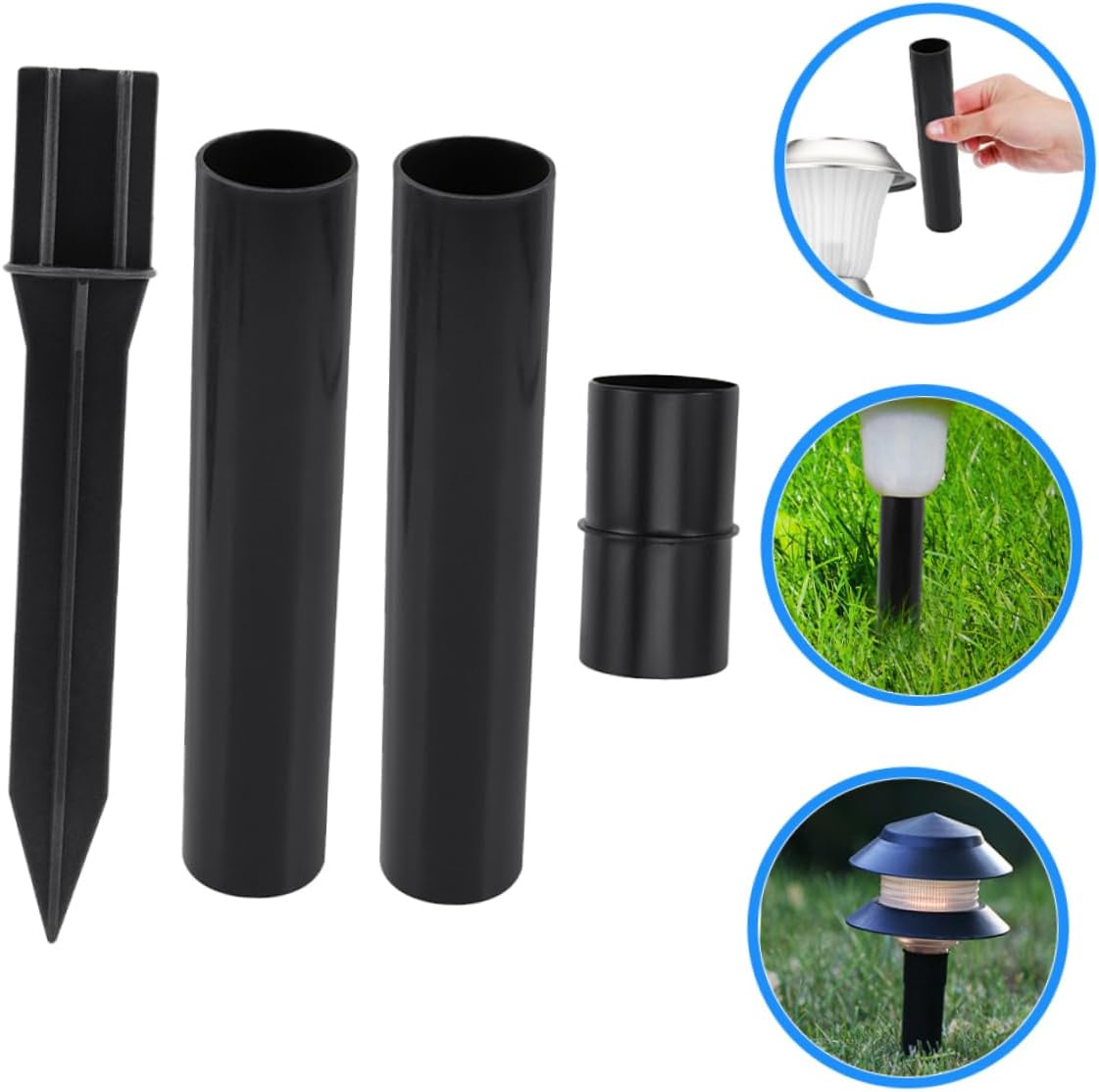 1set Solar Light Stake Replacement Parts Outdoor Light Extension Pole Connectors for Solar Garden