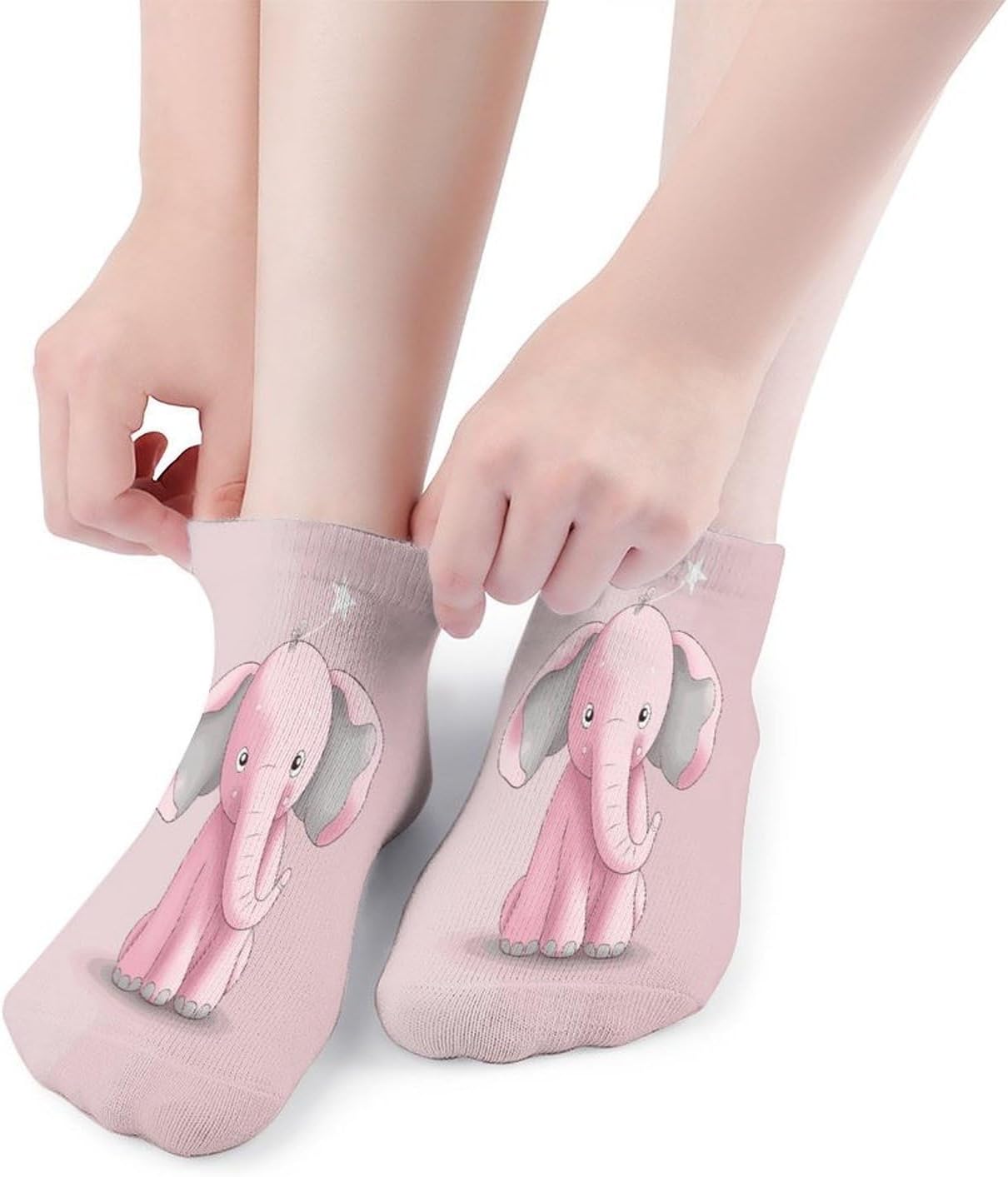 Pink Elephant Ankle Socks for Men Women 5 Pairs | Comfortable Casual Low Cut Socks, Lightweight No Show Breathable Athletic Socks, Soft Mini Crew Socks for All Seasons
