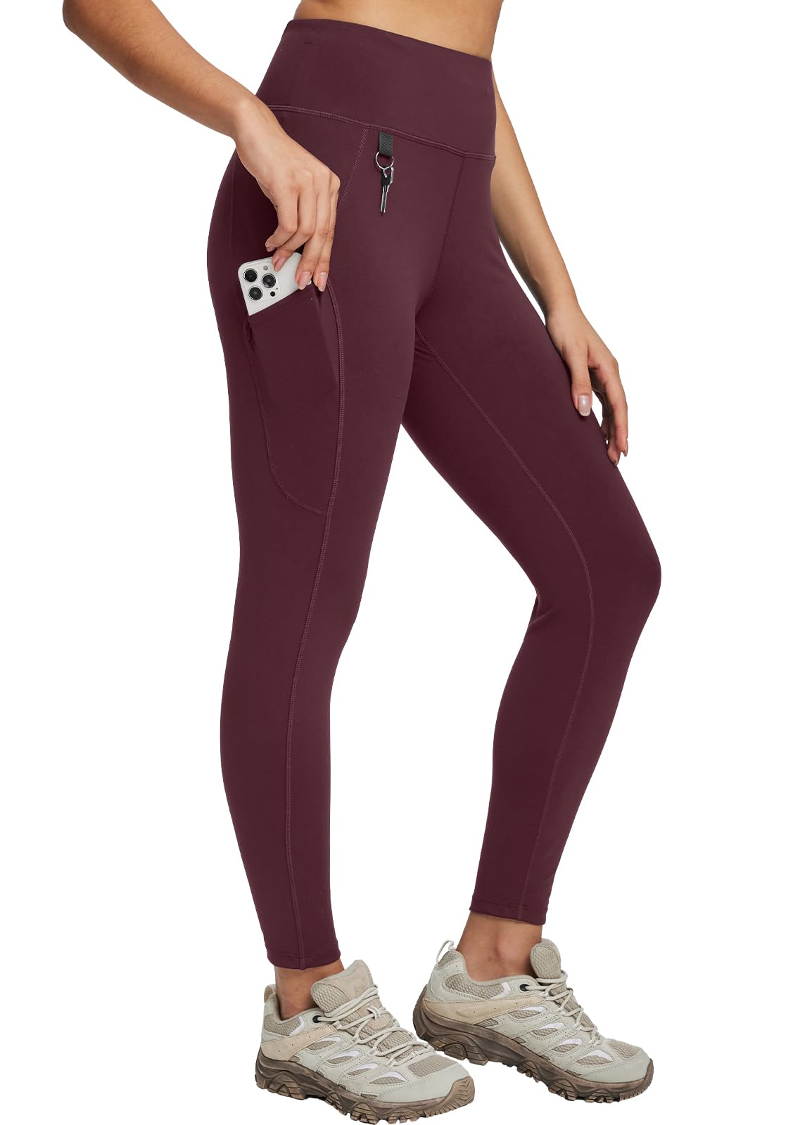 baleaf Damen Wanderleggings mit 3 Taschen Wanderhose Trekkinghose Sport Leggings High Waist Schnelltrocknend UPF 50+ | mit 3 Taschen, Schnelltrocknend, UPF 50+