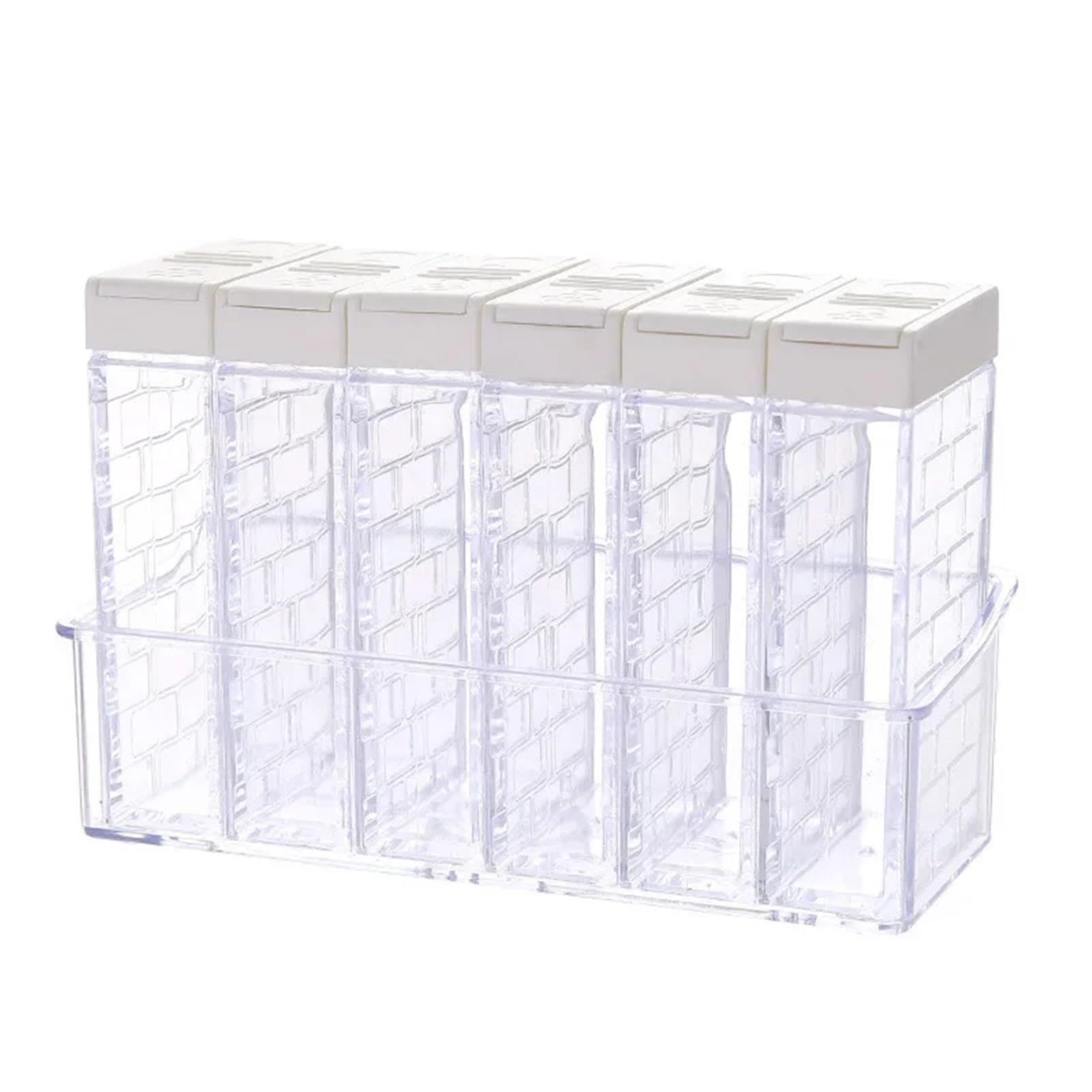 CNYUON Spice Storage Jar Rack Seasoning Box Salt and Pepper Sprayer Container Kitchen Bottle Tools(White Lid)