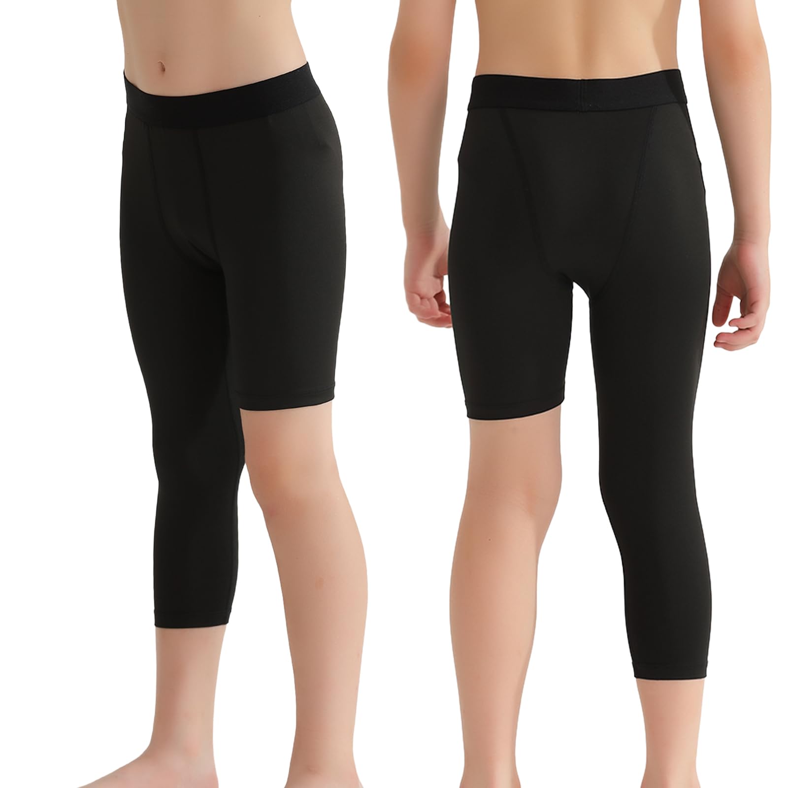Valcatch 2 impacchettare Pantaloni da Compressione per Ragazzi, 3/4 Capris Una Gamba stringe la Zampa, Strato di Base Atletico per Andare a Basket