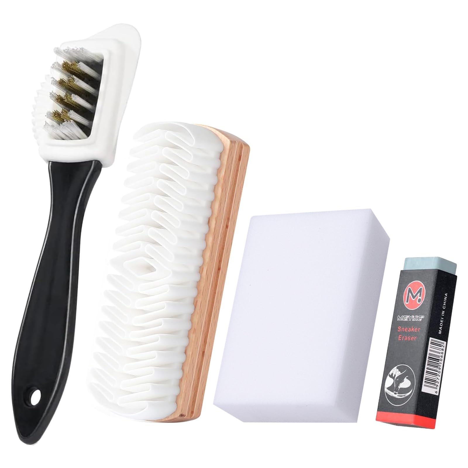 Brosse Chaussure Daim Cuir Nettoyage Brosse à Chaussures en Crêpe Brosse Cirage Chaussure Multifonction avec Gomme Daim Chaussure Nettoyage Kit pour Daim Nubuck Enlever la Saleté et Maintenance