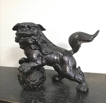 Amazon.co.jp: 昭和レトロ 銅製 狛犬 玉乗り 獅子 魔除け 縁起物