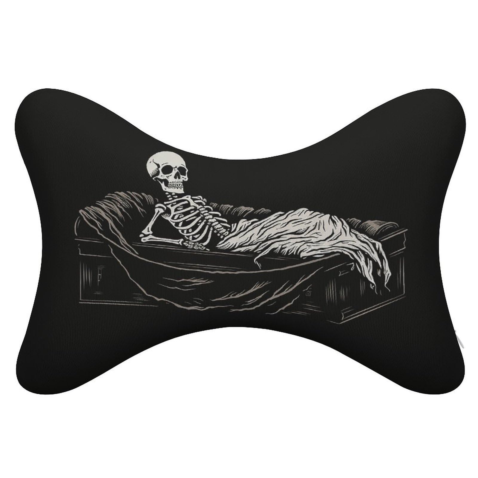 Adfgyerh Style Skeleton In The Coffin Pillow ，Memory Foam Pillow Core，Cushion,Provide Neck Support，Car Pillows For Travel Car Seats And Home Offices.