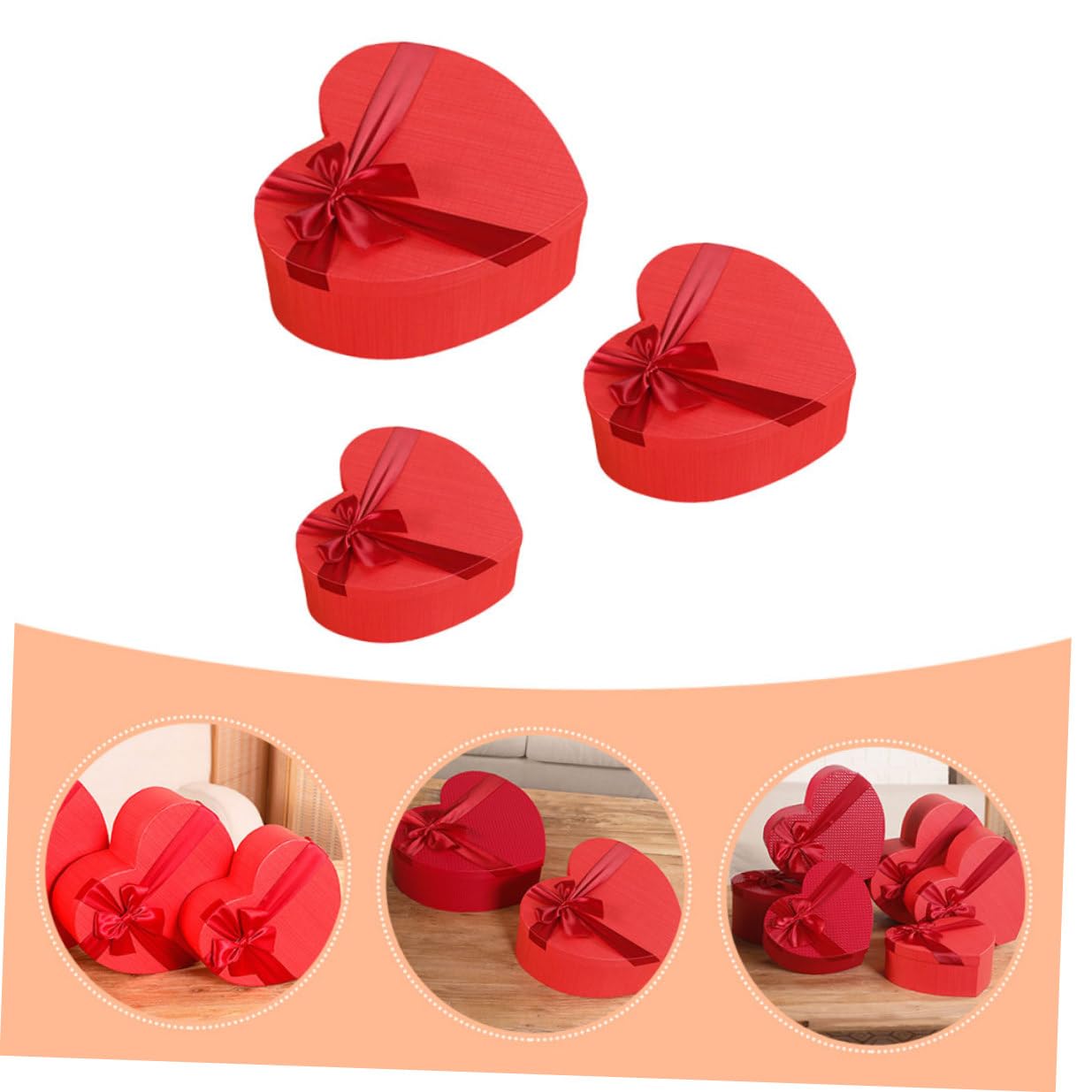 LOLIPPYY 3 Stück Herzförmige Geschenkboxen aus Stabilem Material Aufbewahrungsboxen für Hochzeit Geburtstag und Valentinstag Flach Verpackbar und Wiederverwendbar