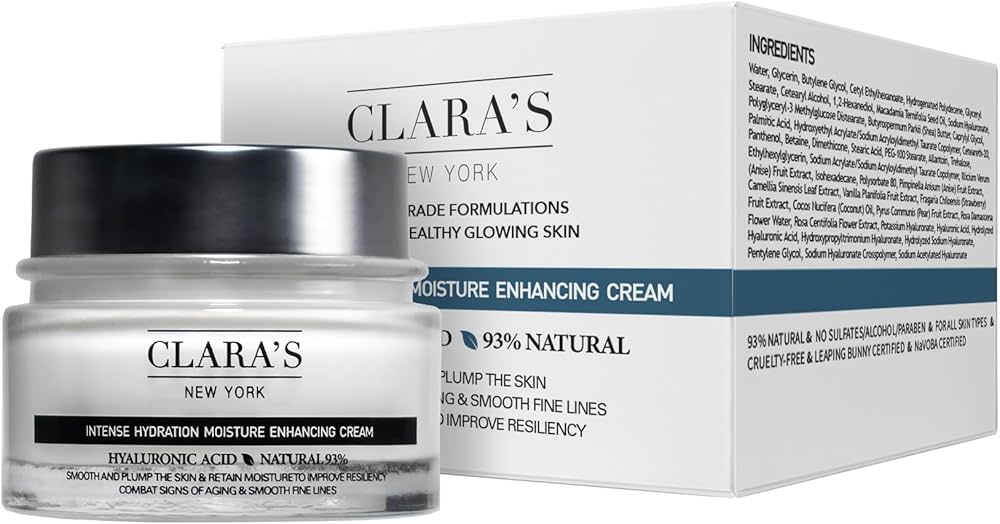 Amazon.com: CLARA'S NEW YORK | Vegan Hyaluronic Acid Facial Cream