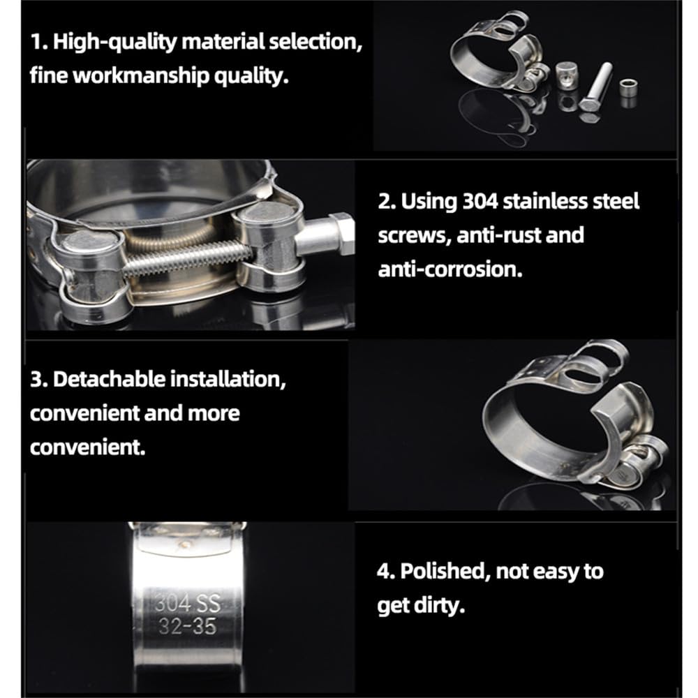 Collier de serrage en acier inoxydable pour tuyaux d'échappement, air et eau, durable, étanchéité, réparation, soudage, 17-252 mm, 131, 139 mm
