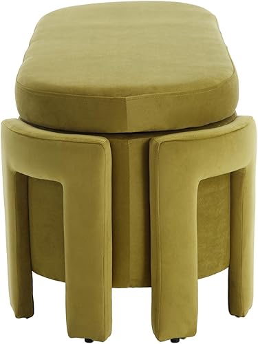 Miniatura 50 de Kmax Banco de almacenamiento de 45 pulgadas, banco otomano tapizado de piel sintética para dormitorio, sala de estar, pasillo, color blanco Oval-