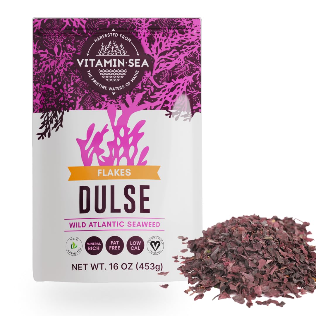 VITAMINSEA Dulse Dried Seaweed | Wild North Atlantic Seaweed for Snacking, Seasoning, Soups & Salads | Rich in Vitamins, Minerals & Antioxidants Perfect for Thyroid Support | Flakes (16 OZ)