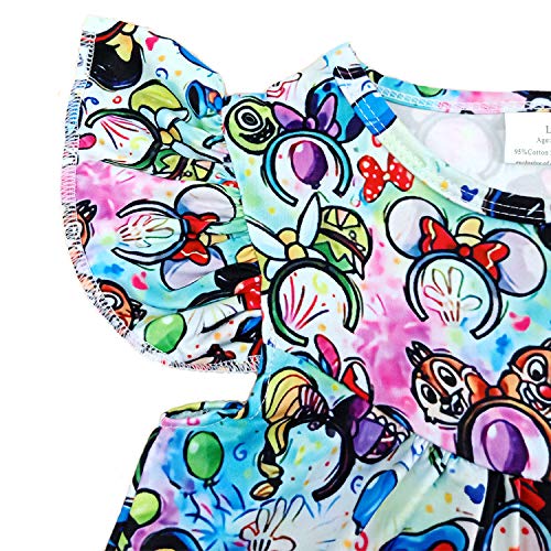 Girl White Mickey Boutique Flutter Dress Children Kids Summer Mouse Milksilk Clothes3