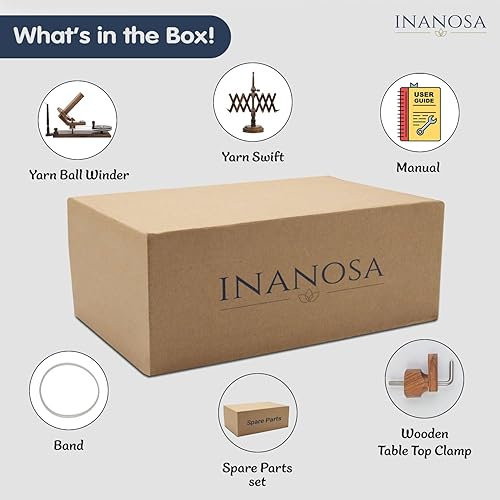 Miniatura 10 de Inanosa Enrollador de bolas de hilo operado a mano, hilo de mesa Swift - Combo de accesorios de ganchillo y tejido de madera  El mejor regalo de