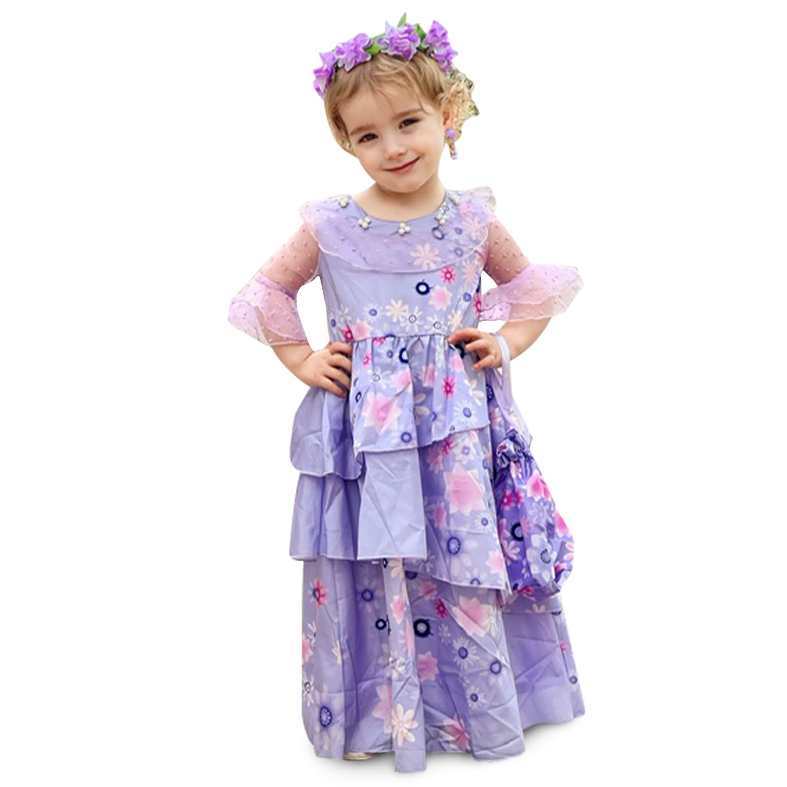 Disnnie Vestito Costume Mirabel Bambina - Costume Isabella Encanto per Ragazze Halloween Cosplay Carnevali Vestito