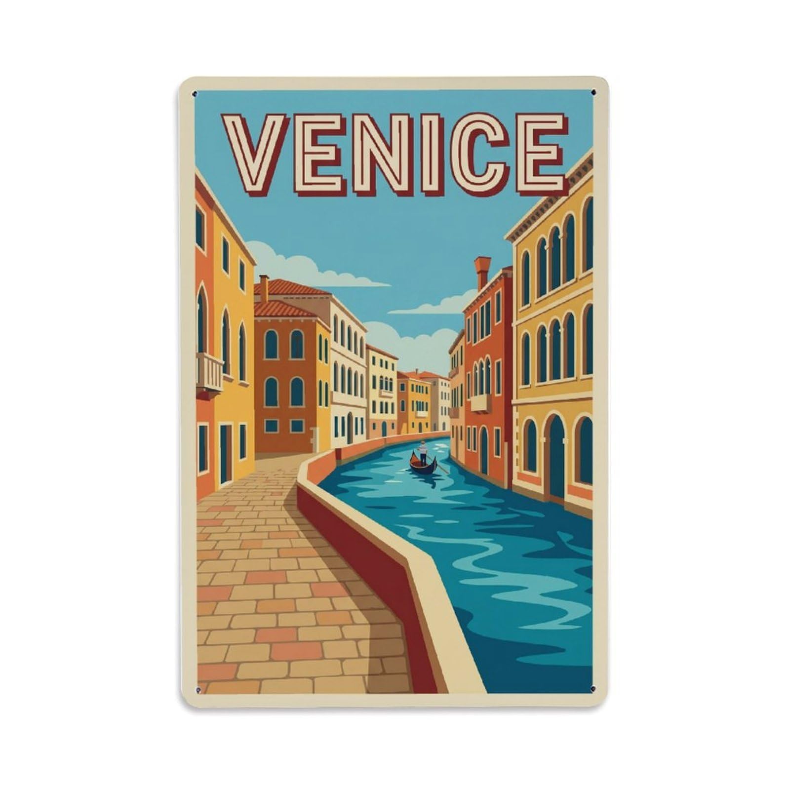 Vintage Travel Cobblestone Italy Pathway Metal Tin Sign Plaque Wall Decor for Cafe, Club Bar, Office, Home Garden Metal Poster 8x12Inch