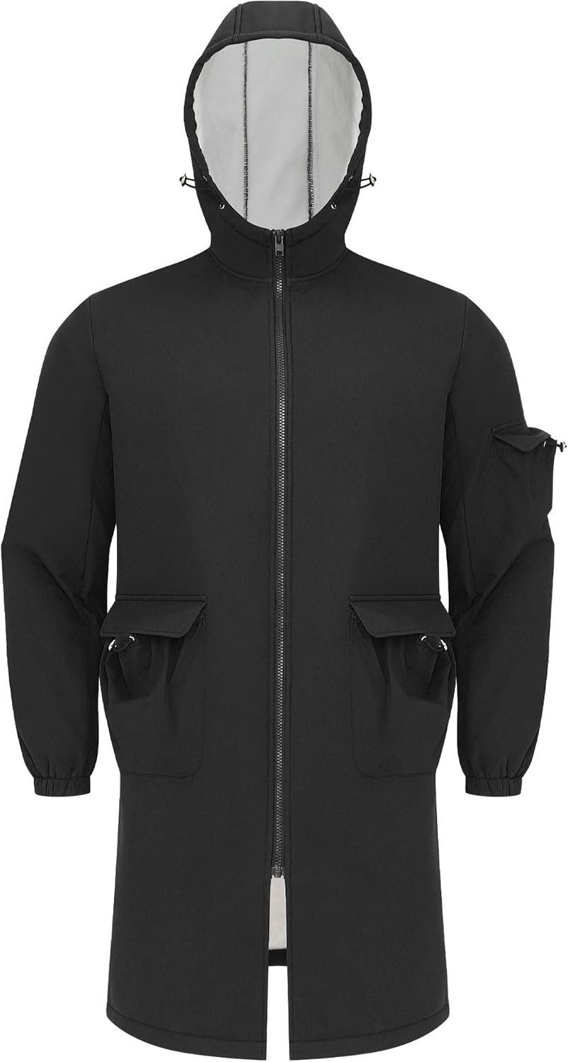 Men Hooded Swim Robe Water Resistant Jacket Thick Surf Poncho Warm Swimming Coat Fleece Lined Parka