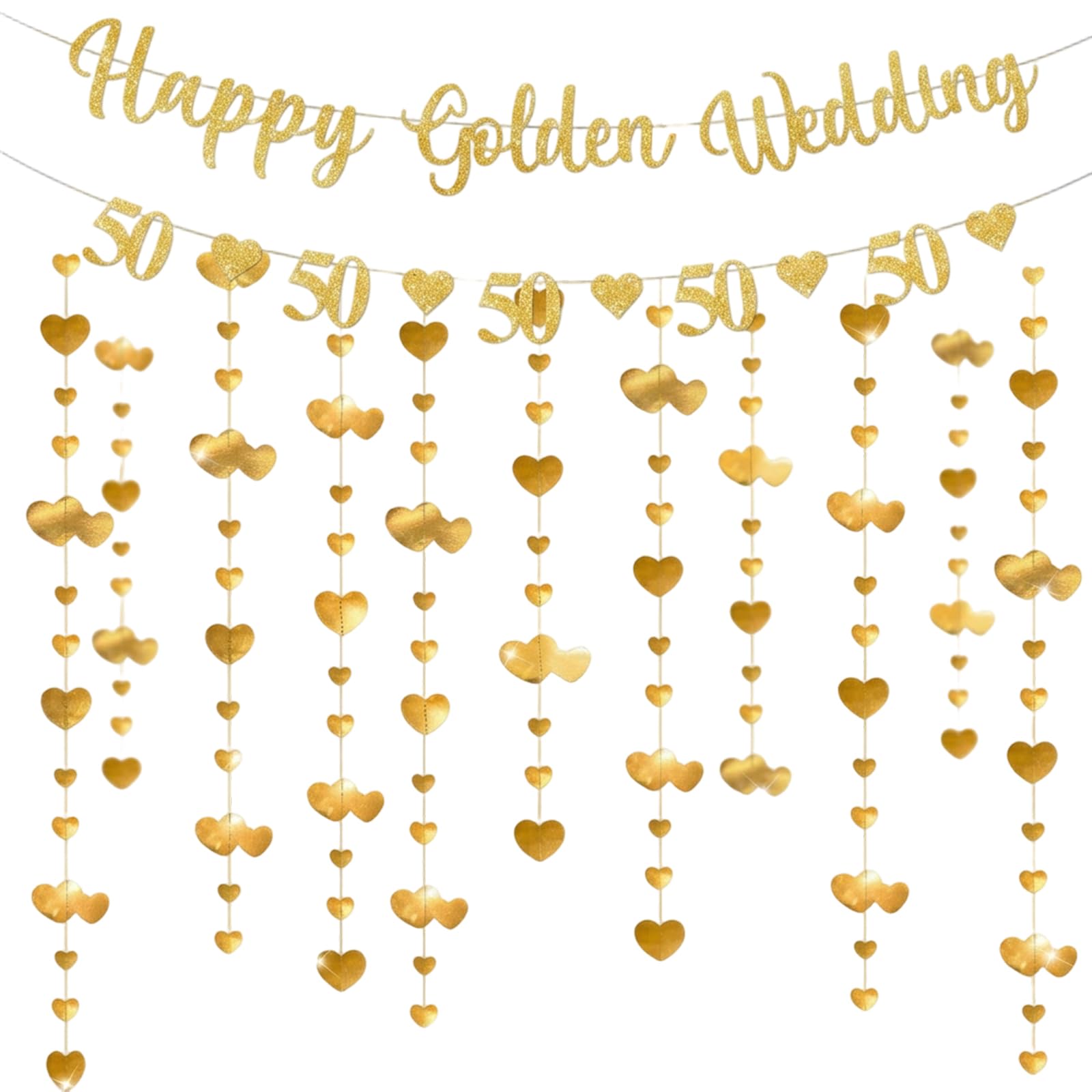50th Wedding Anniversary Decorations, Elegant 50th Wedding Anniversary Banner, Premium Golden Wedding Anniversary Decorations for Milestone Celebrations, Party Decoration Set for Couples