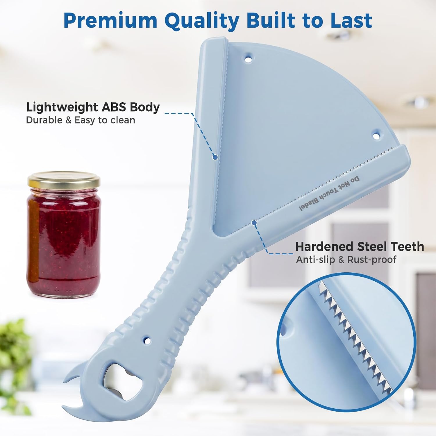 3-in-1 Multi Function Jar Opener, for Seniors, Weak Hands, Arthritis | non-slip, ergonomic handheld effortless opener, fits most lids, ABS body with hardened steel, suit for limited strength