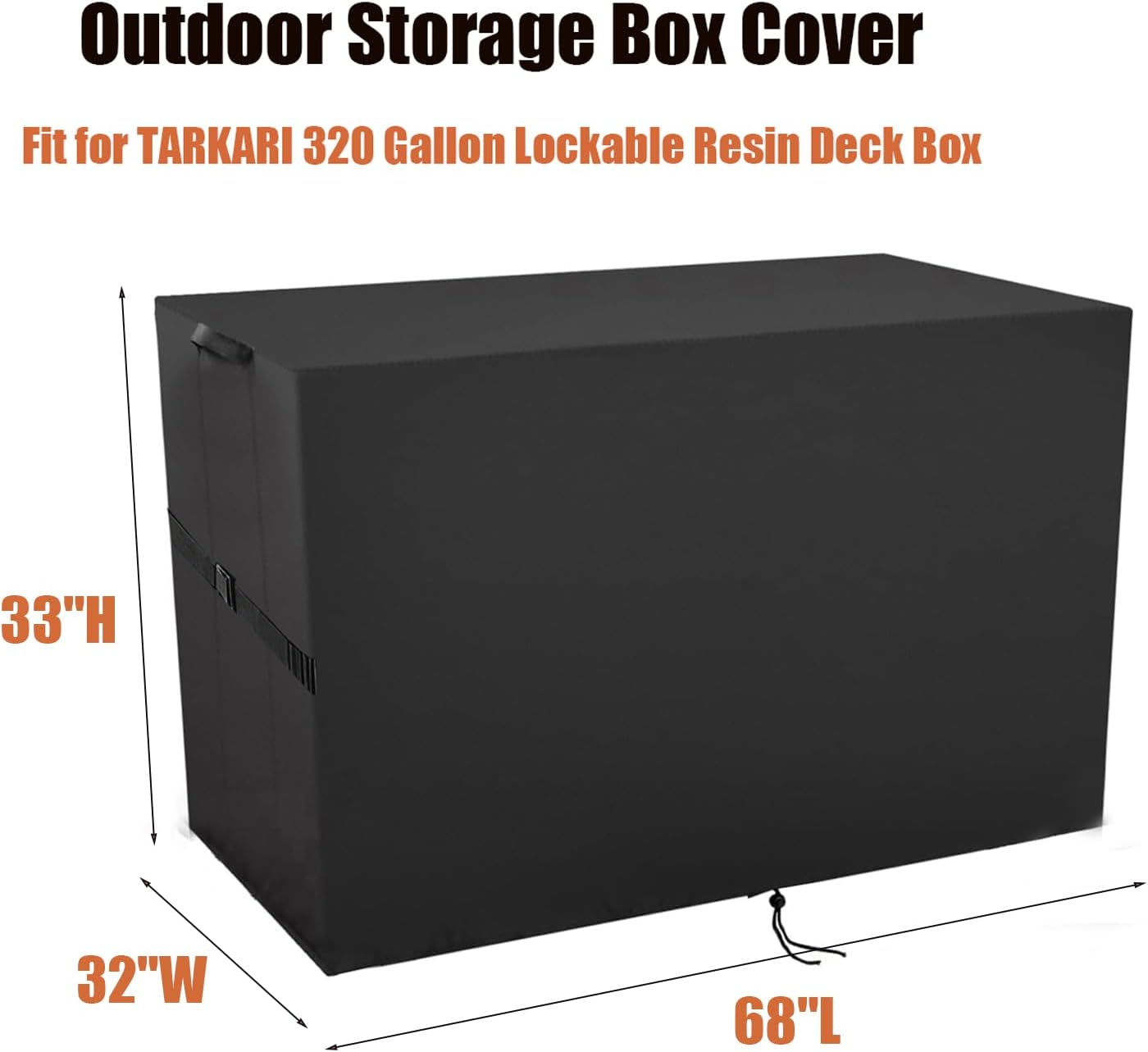 Outdoor Storage Box Cover for TARKARI 320 Gallon Deck Box, Waterproof Resin Storage Bin Cover Deck Box Covers-68" L x 32" W x 33" H