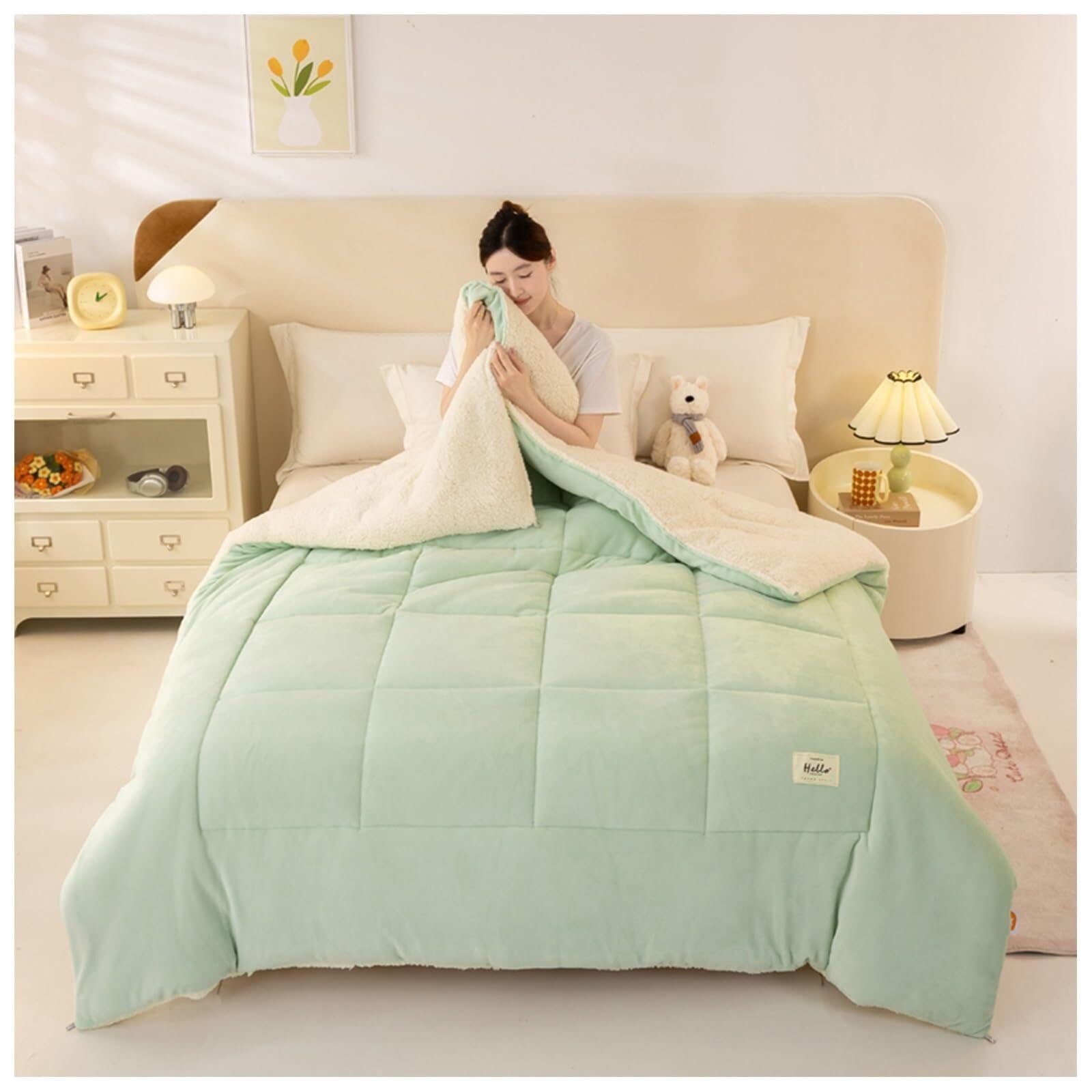 Super Soft Thickened Warm Lamb Quilt Winter Blanket, Breathable Fluffy Plush Double Sided Velvet Blanket for Cold Weather(Color3,150x200cm(3.5KG))