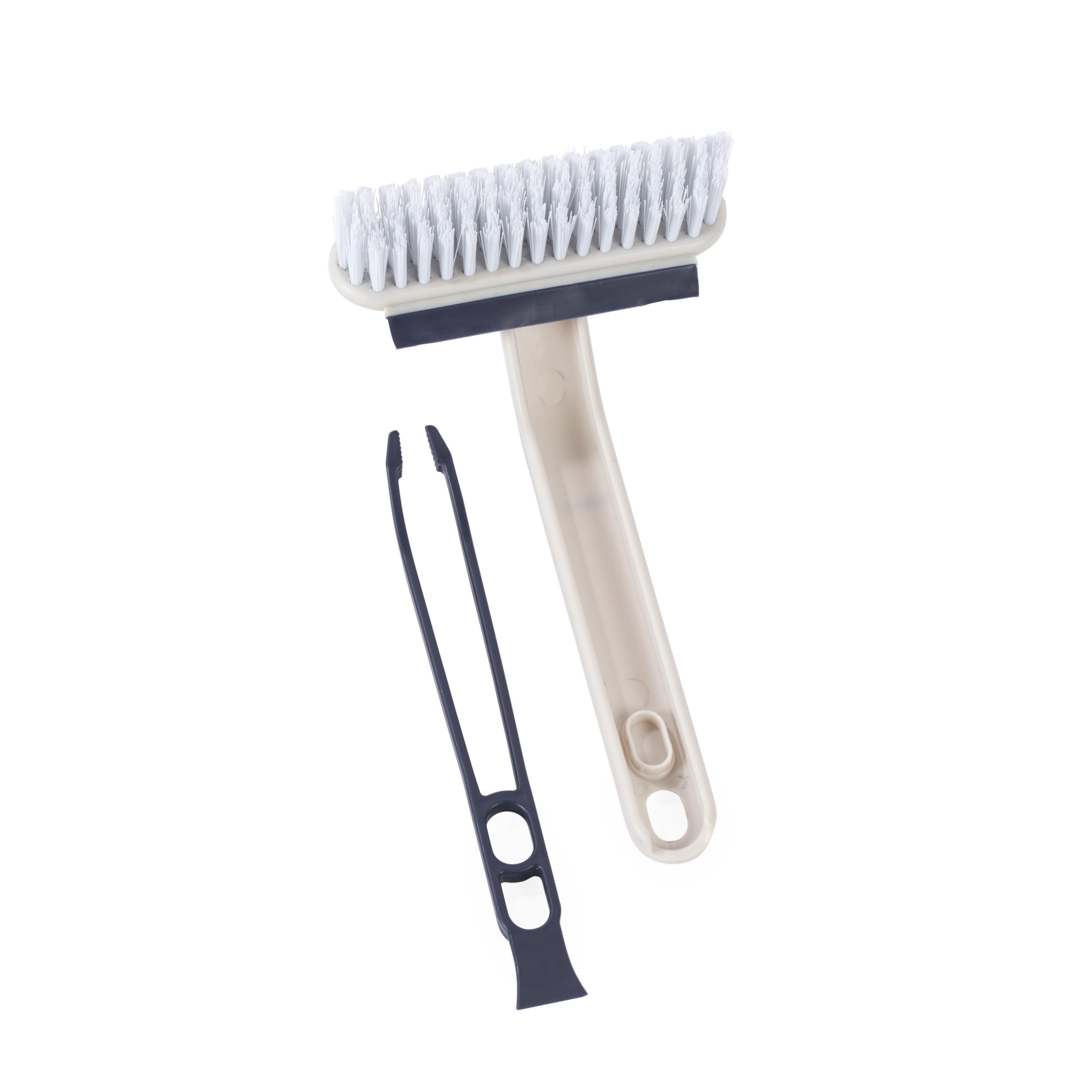 Beldray 4-in-1 Shower Tool – Shower Cleaner, Scrubbing Brush, Squeegee, Scraper, Tweezers, 360° Rotating Head, Target Grout and Tiles, Clean Corners, Unclog Drain, V-Shaped Brush, Streak-Free Screen