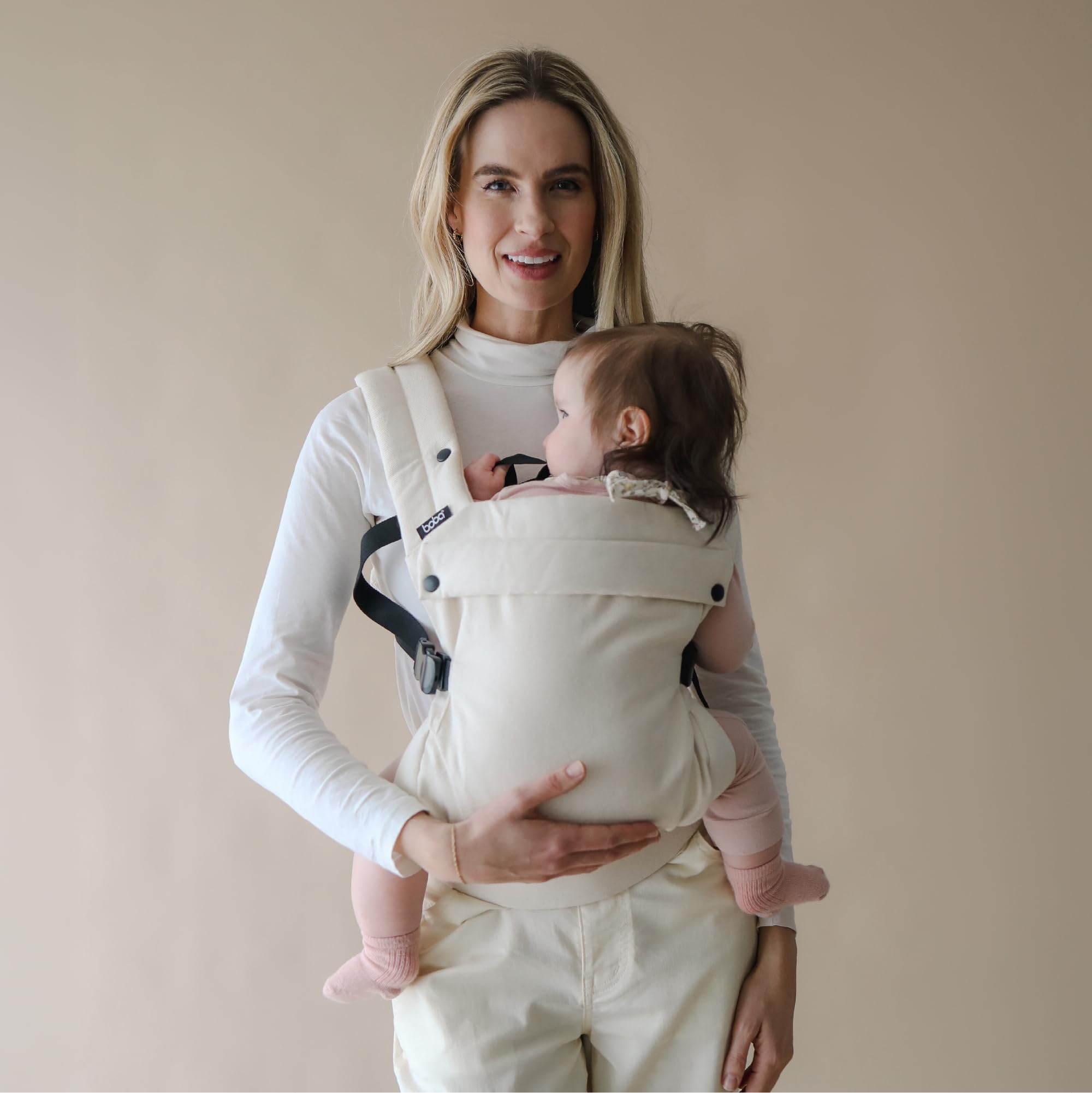 Boba Auri nosidełko dla niemowląt - 100% bawełna premium, 3 ergonomiczne pozycje (przód mama/czoło/tył), pozycja "M" z regulowanym siedziskiem (3,2-20 kg)