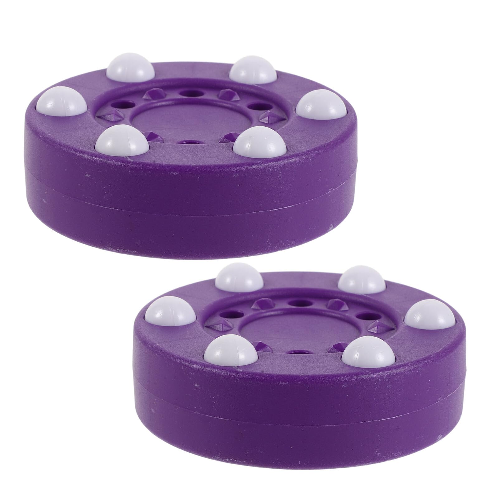 BESPORTBLE Palet de Hockey Hors Glace Pourpre 2pcs, Taille Officielle, Design Optimisé Six Billes, Léger, pour Entraînement en Garage et Compétitions