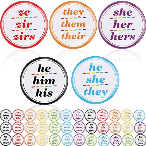 Sureio 210 Pcs Pronoun Pins Bulk Lgbtq Gender Identity Badges with Multiple Colors (she/her He/him They/them) Round Pin Buttons for Pride Shirts Backpacks & Events (3 Pronouns)