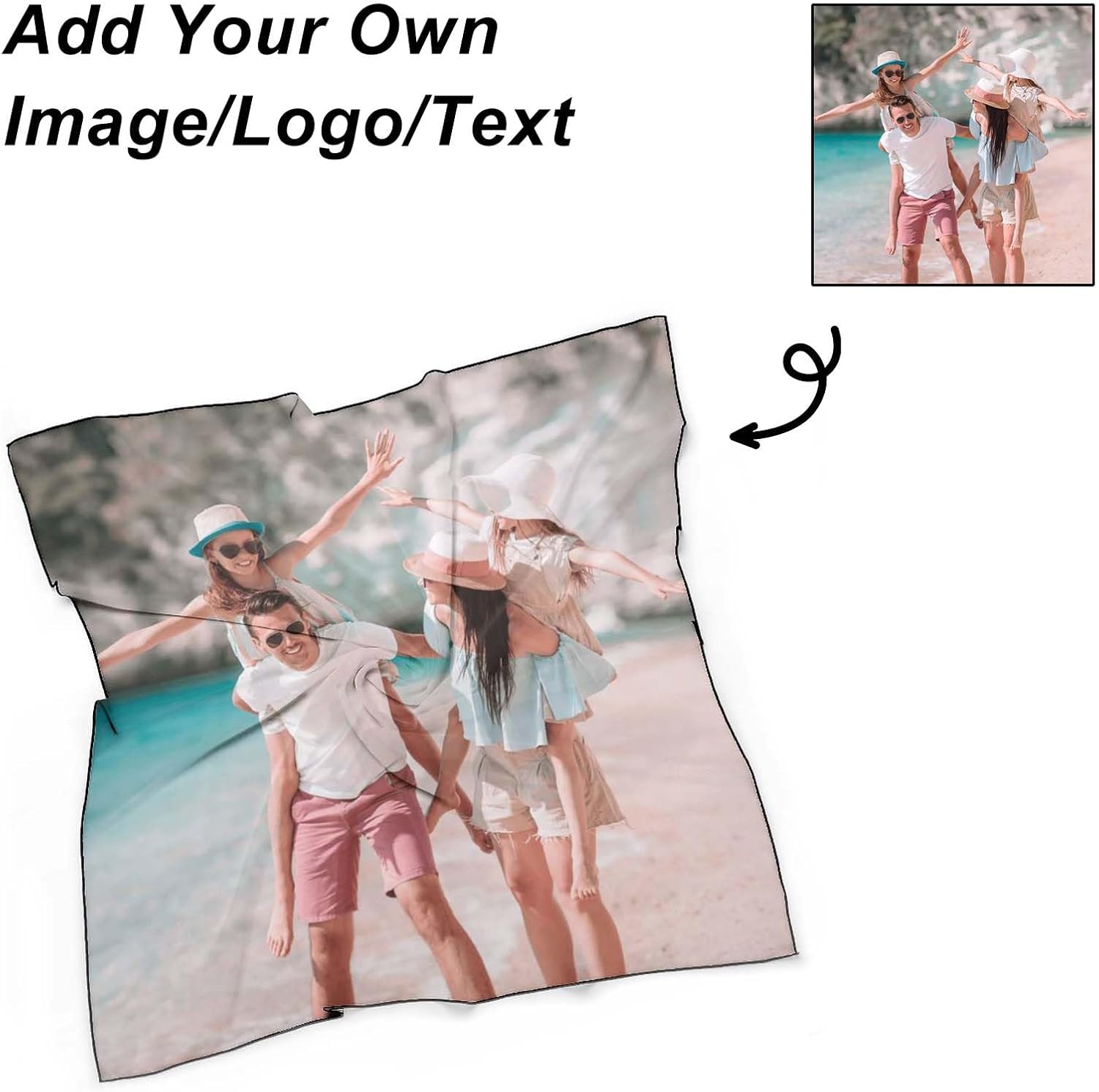 Custom Bandana Scarf Neck Bandanas Customize Image Text Head Scarves for Women Men Handkerchief 27 Inch - Image 2