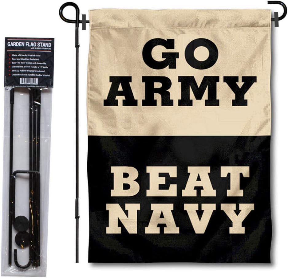 US Army Beat Navy Garden Flag with Stand Holder