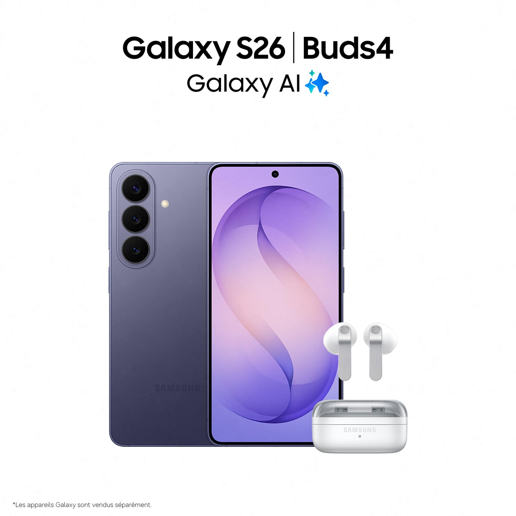 Samsung Galaxy S26, Smartphone Android 5G avec Galaxy AI, 256 Go, Chargeur Secteur Rapide 25W Inclus, Smartphone déverrouillé, Noir, Version FR