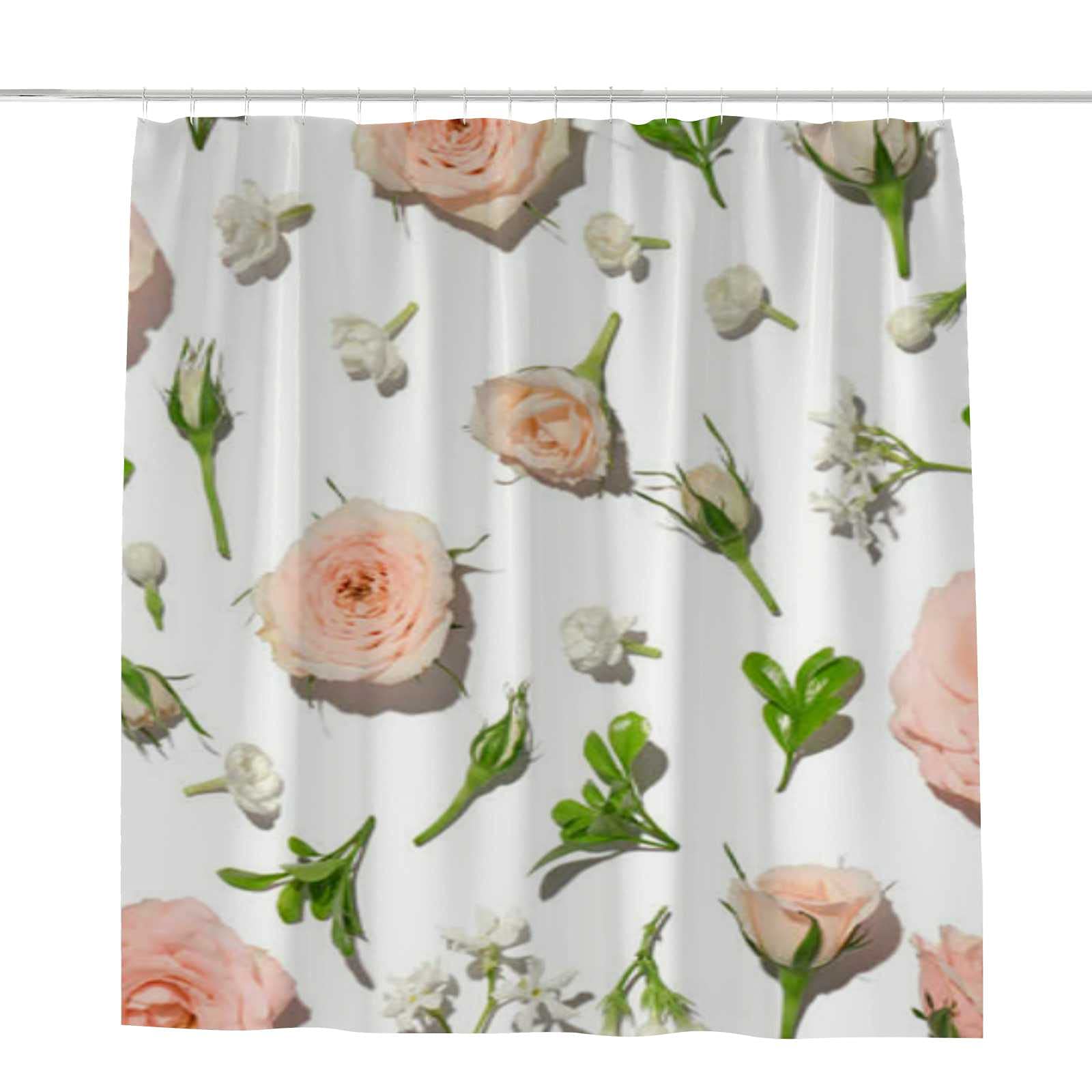 Rideau de douche anti-éclaboussures en polyester motif rose CHEHONG