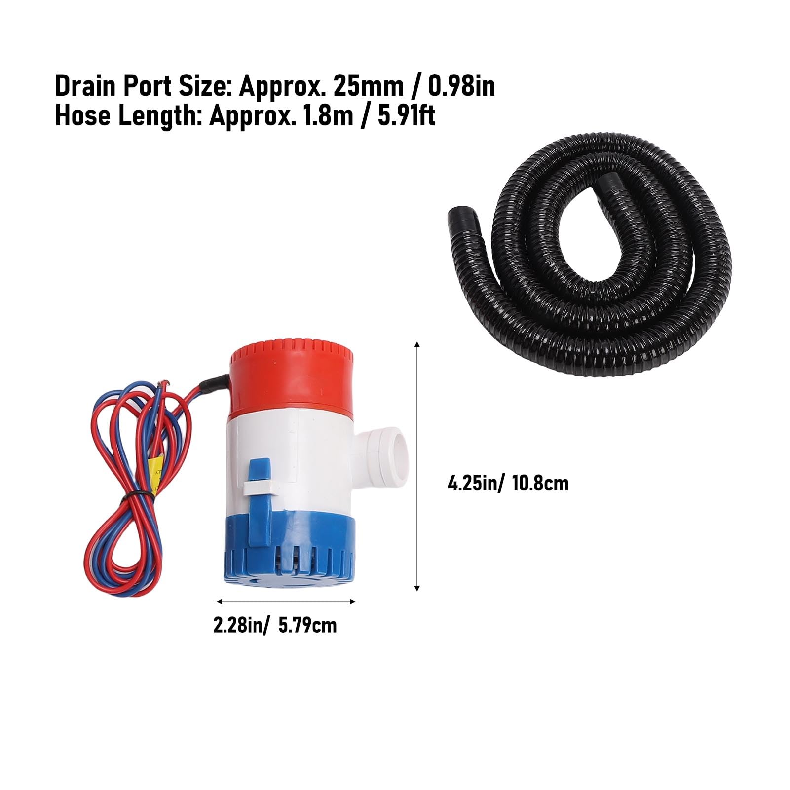 Kit de Plomería para Bomba de Sentina, 12V 1100gph Manguera de