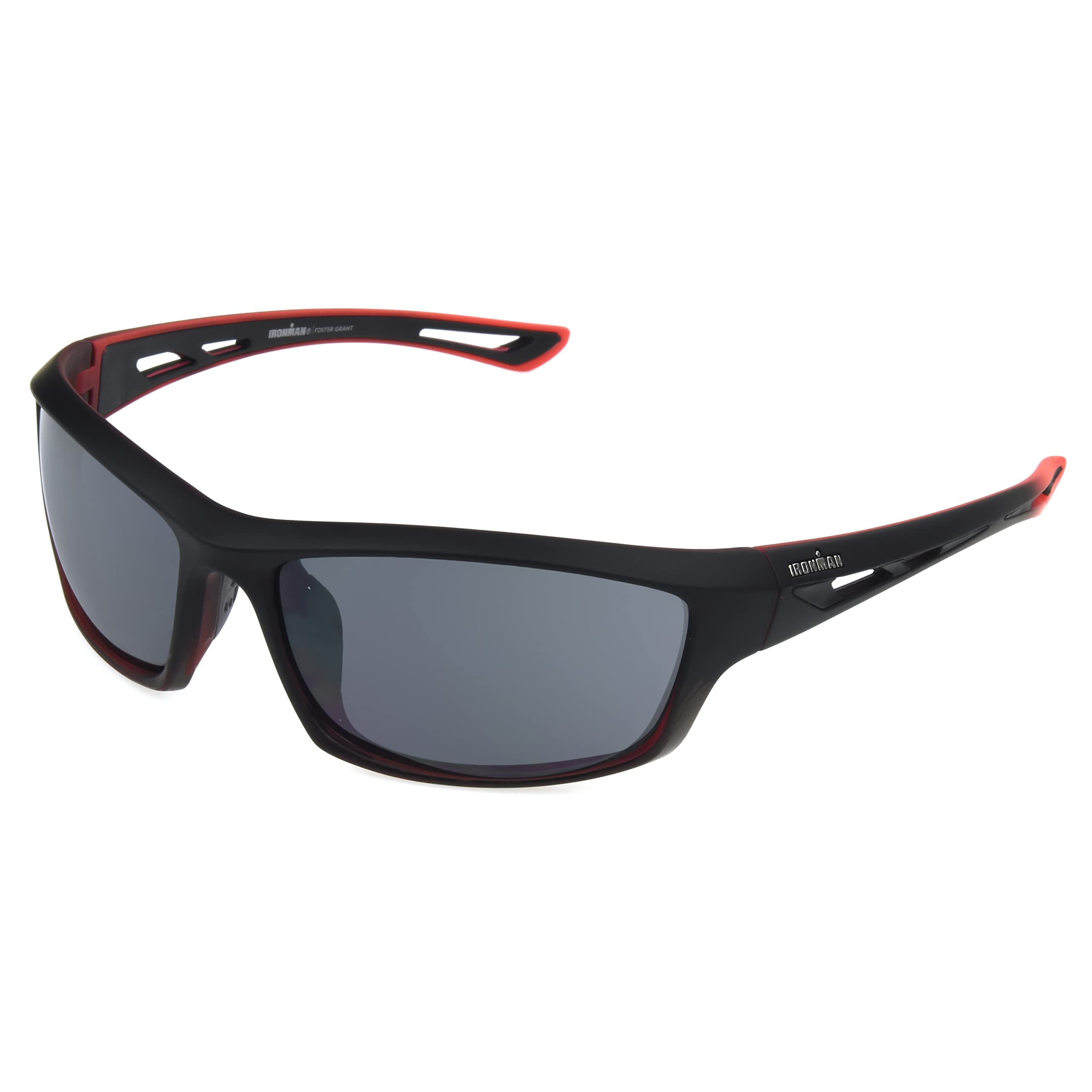 Ironman 1902 Wrap-Around Sport Sunglasses for Men, Black, 61mm