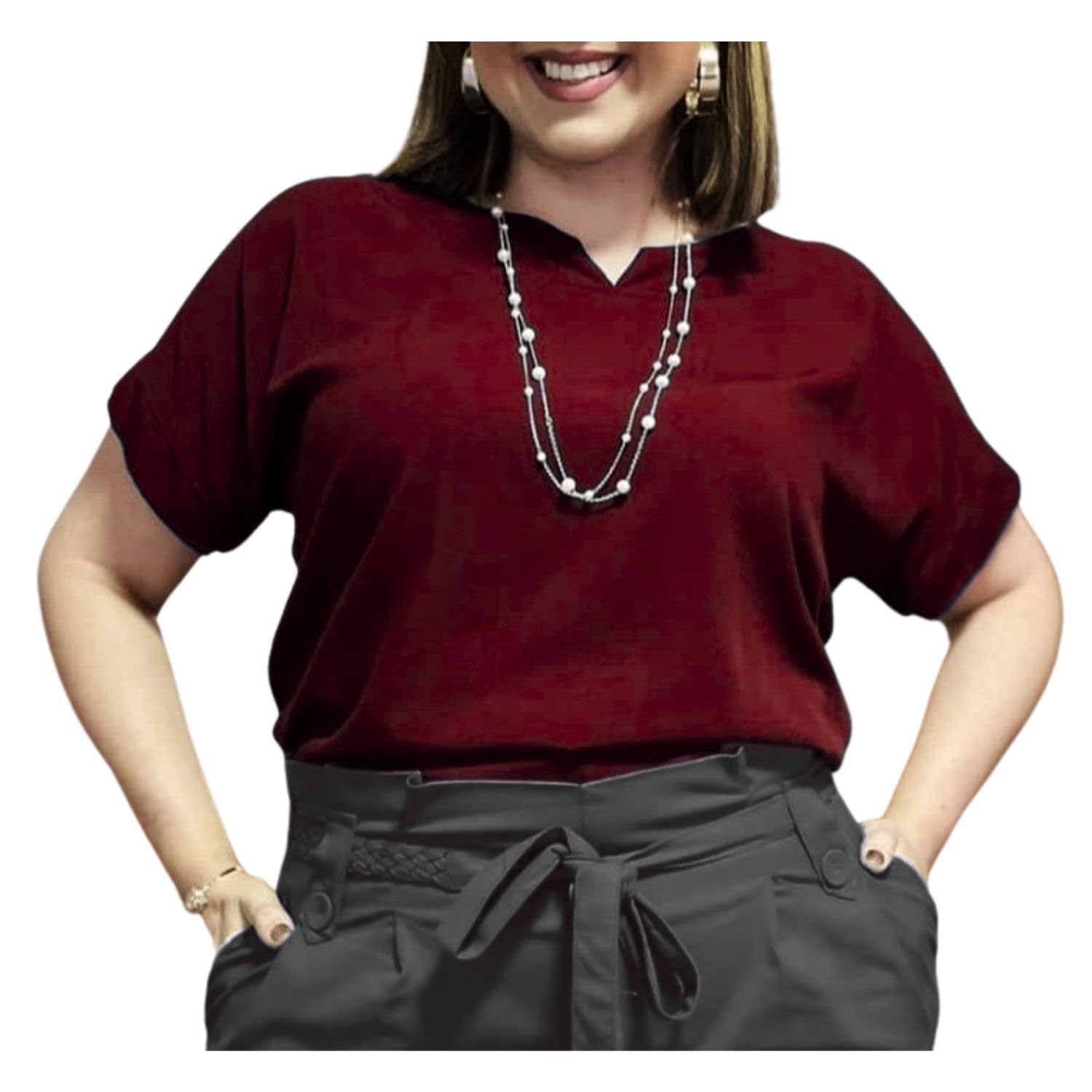 Blusa Plus Size Social Feminina Manga Curta Soltinha Camisa Social Tamanho Grande Alfaiataria Elegante