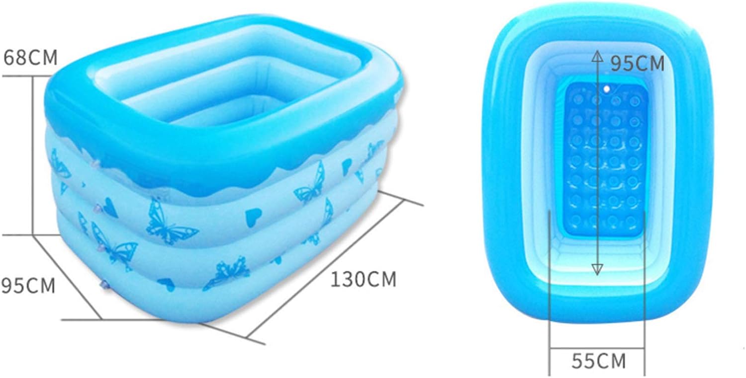 130cm Inflatable Swimming Pool Kids Pool Bathtub Thickened Paddling Pool,Small Rectangular Inflatable Swimming Pool for Children Adults Family Outdoor,Four Floors a