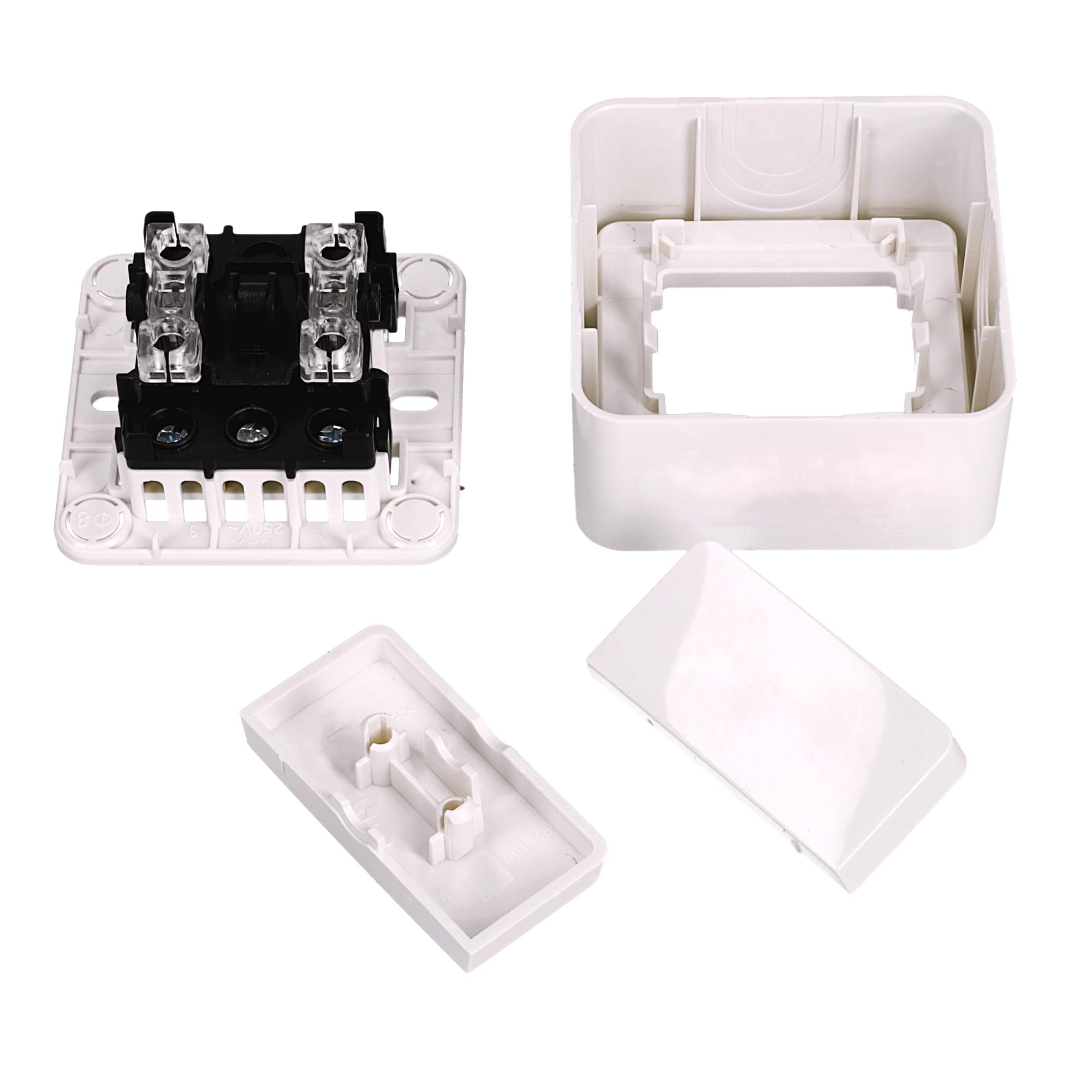 Jandei - Mecanismo Superficie Policarbonato Blanco, 10A 250V (Doble Interruptor)