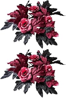 Portavelas para fiestas, corona de rosas hecha a mano, decoración de escritorio sin velas