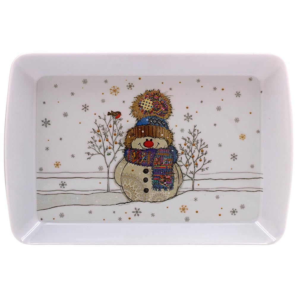 The Leonardo Collection Multicolour Lesser & Pavey Christmas Bug Art Snowmen Tray Small | Dinner Tray For Multiple Uses Around The Home | Trays For Serving Dinner Or Drinks Serving - Large