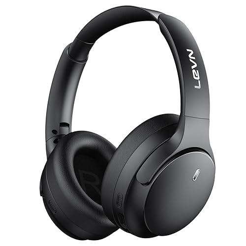 LEVN Hybrid Active Noise Cancelling Headphones, Wireless Headphones Bluetooth 5.4 with Transparent Mode, Hi-Res Audio, Deep Bass, 70H Playtime Over Ear Bluetooth Headset for Work/Travel/Home/Office - Black